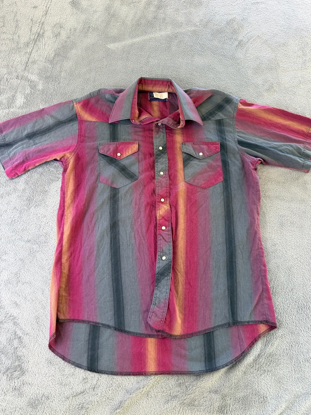 Vtg Wrangler X Long Tails Pearl Snap Shirt Mens Size 16 Cowboy Faded Multi Color